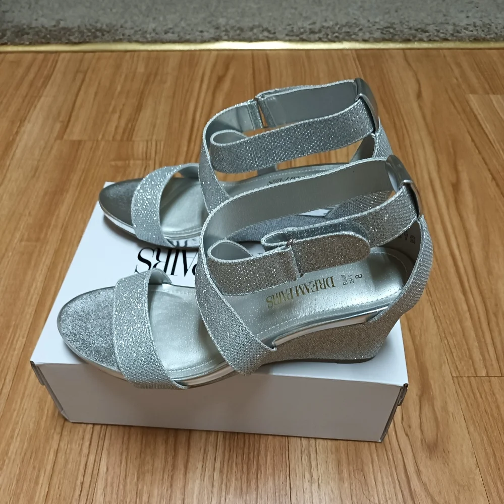 Silver Wedge Sandal Women’s Strappy Wedge Heel